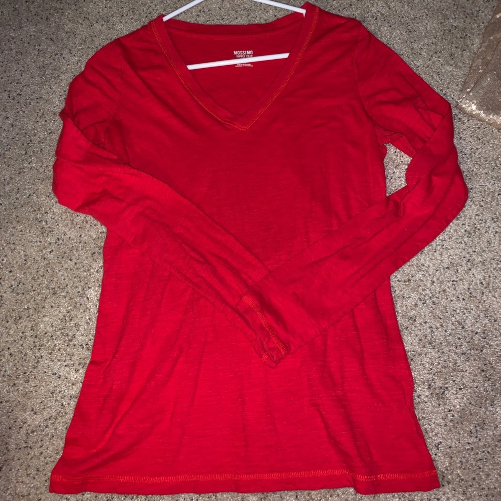 Red Long Sleeve v-neck
